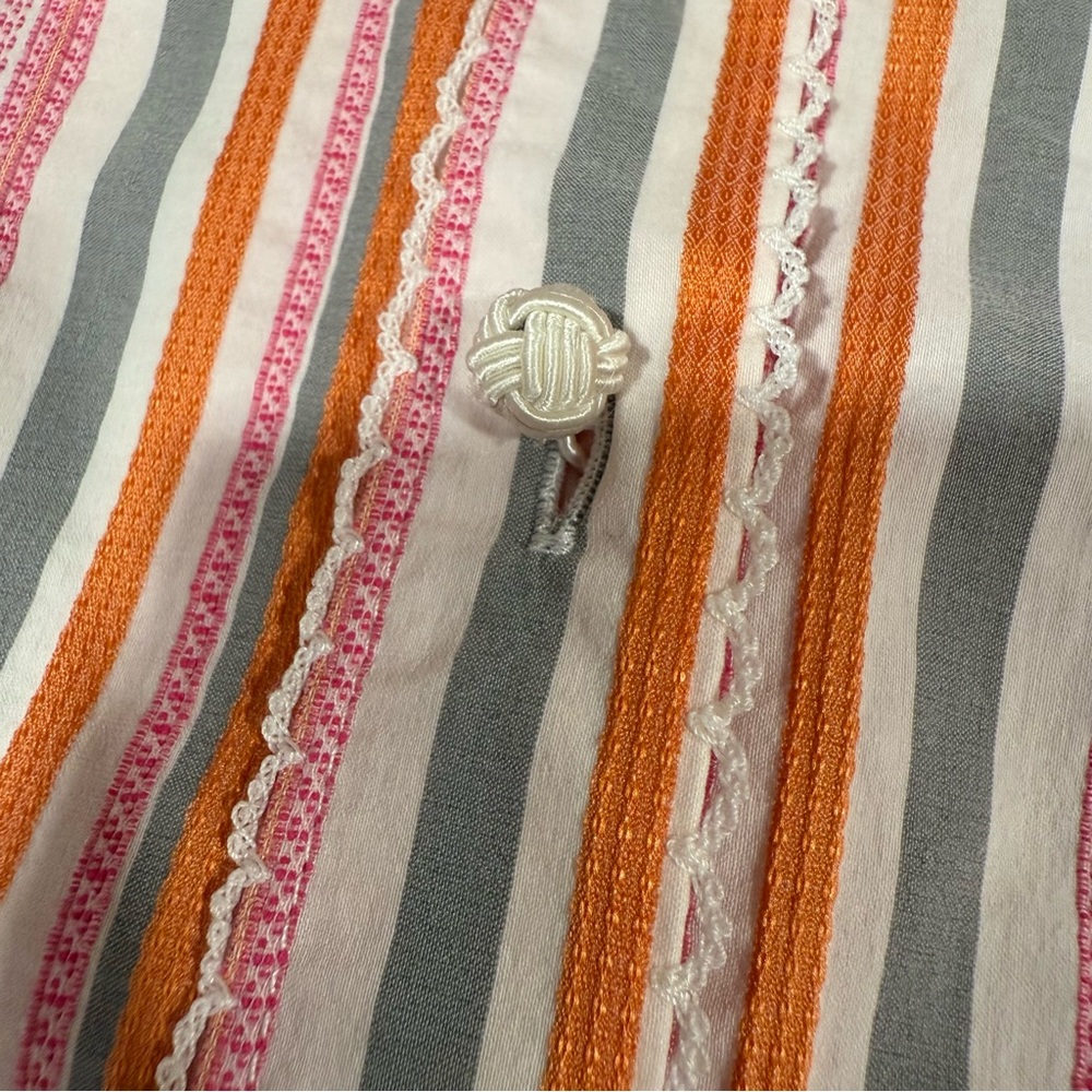 J. Jill Stretch button up shirt collared pink orange coquette‎ fitted Size 20 W - Picture 8 of 13